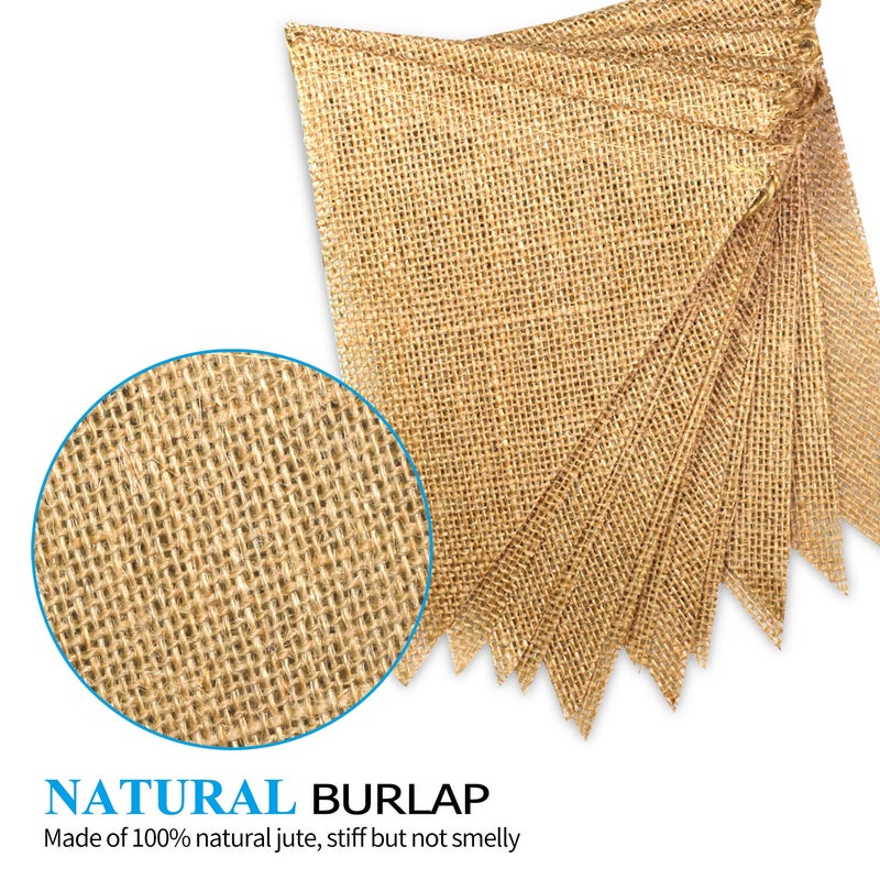 Novelty Place 13 Feet Burlap Pennant Banner - 15 Triangle Bunting Flags (5x7 Inches) - DIY Hand Painted Home Decorations for Holiday, Birthday, Wedding, Graduation and Party - Image 2